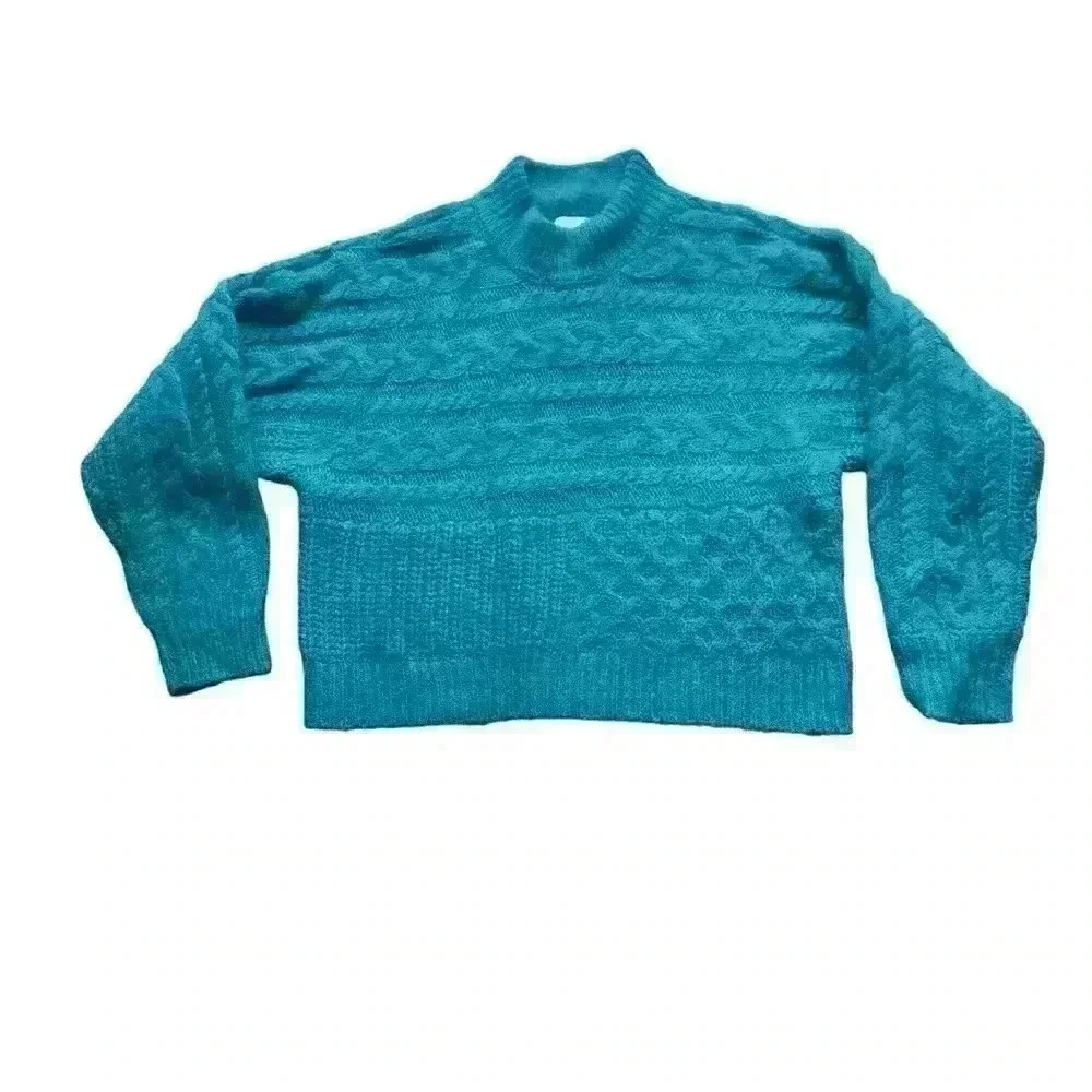 Abercrombie & Fitch Women's Green and Blue Jumper. Sz M